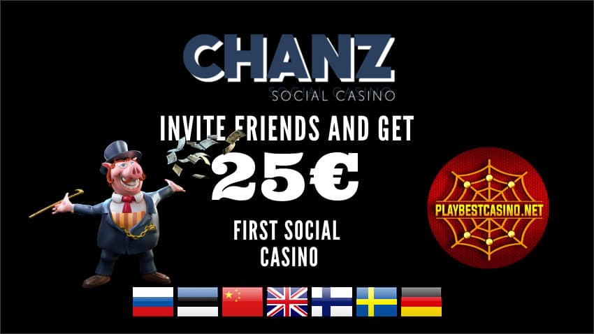 CHANZ Primul cazinou social! Invitați un prieten, Obțineți 25 € este în fotografie.