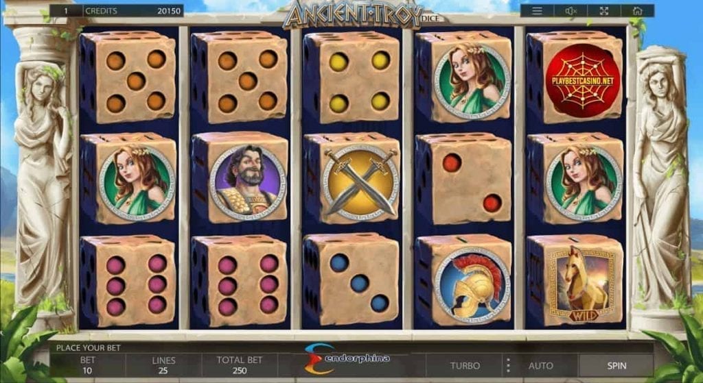 Ancient Troy Dice - juego con un nuevo diseño de Endorphina presentado en esta foto.