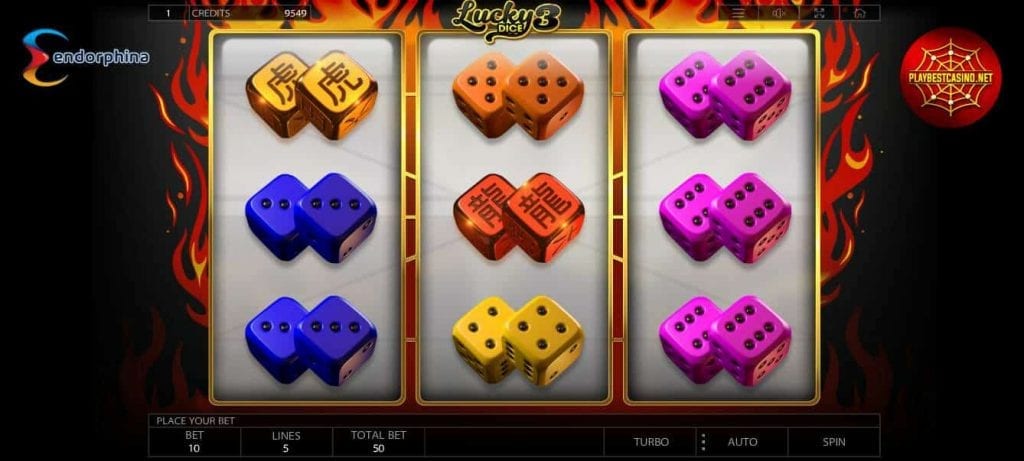 Lucky 3 pesa DICE ettevõttest Endorphina online kasiinode jaoks on näha sellel pildil.