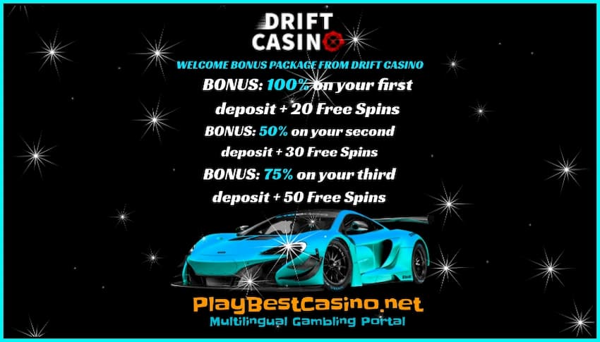 Revue officielle Drift Casino 2024 Et les meilleurs bonus sont sur la photo.