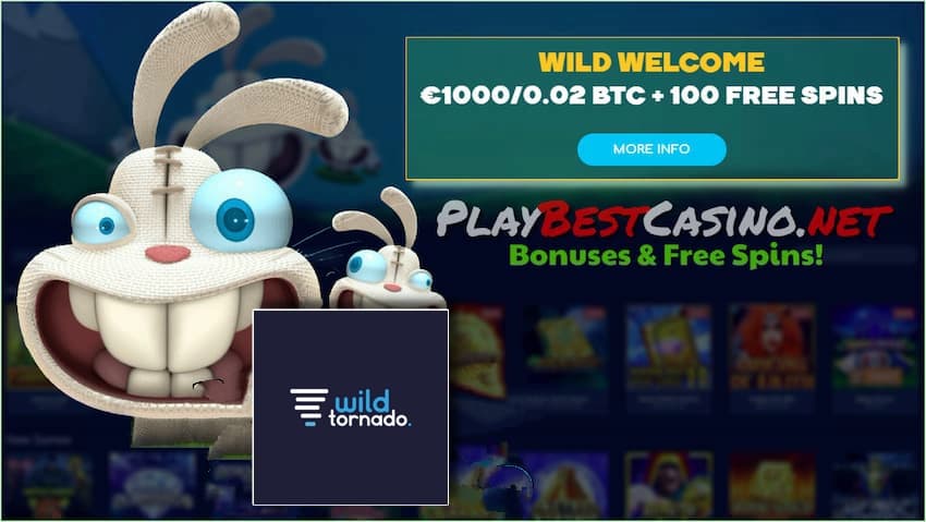 نقد و بررسی Wild Tornado Casino 2024. جایزه 1000 یورویی و 100 چرخش رایگان در عکس موجود است.