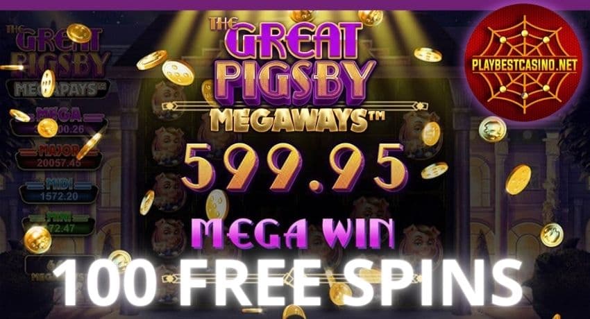 Win big with Great slot Pigsby from Relax Gaming, which offers 100 free spins for new casino players VAVADA on the picture.